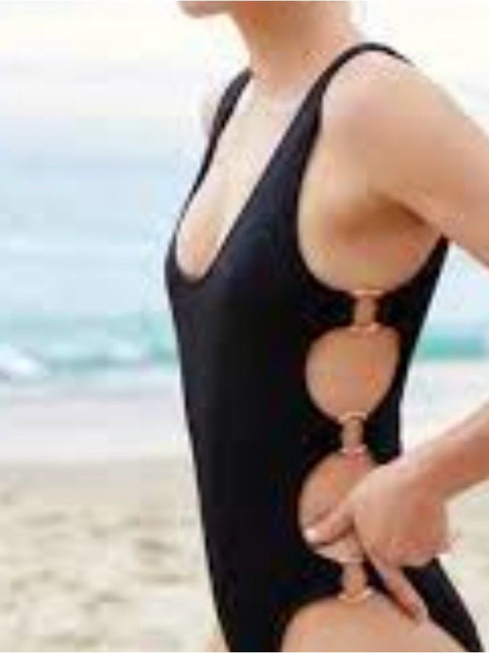 Aerie Women Black side ring One-Piece Swimsuit size Small